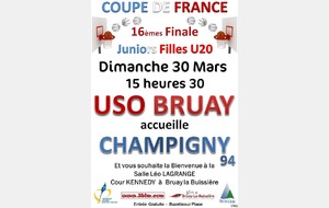 U20 Filles - Un 16ème de Finale de Coupe de France à Bruay 