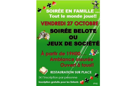 Tournoi de Belote, Vendredi 27 Octobre 2017